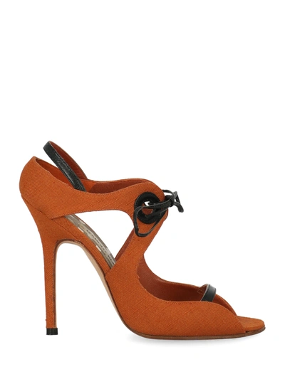 Pre-owned Manolo Blahnik Shoe In Black, Orange