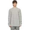 PAUL SMITH GREY VIRGIN WOOL CABLE KNIT SWEATER