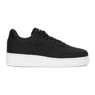 Nike Mens Craft Black Black White Air Force 1 '07 Logo-patch Leather Low-top Trainers 3.5 In Black,white,vast Grey,black