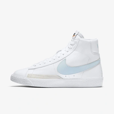 Nike Blazer Mid Big Kids' Shoe (white) In White,celestine Blue
