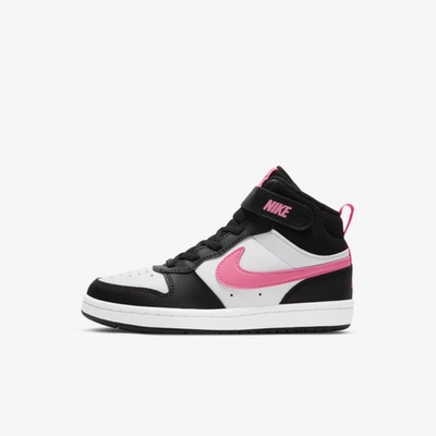 Nike Big Kids Court Borough Mid 2 Casual Sneakers From Finish Line In Black,white,sunset Pulse