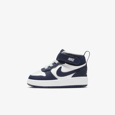 Nike Court Borough Mid 2 Baby/toddler Shoes In White/blue Void/signal Blue