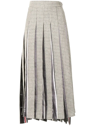 Thom Browne Ankle Length Dropped Back Pleated Skirt W/combo In Grey