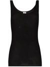 Saint Laurent Ribbed Modal And Cotton-blend Jersey Tank In Black