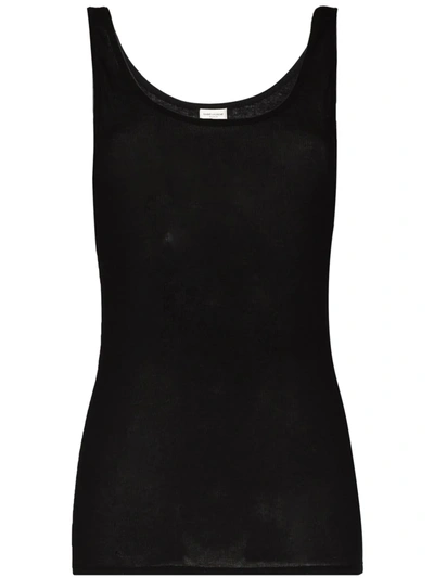 Saint Laurent Ribbed Modal And Cotton-blend Jersey Tank In Black