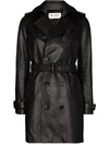 SAINT LAURENT DOUBLE-BREASTED LEATHER TRENCH COAT
