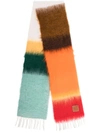 Loewe Womens Light Blue/orange Striped Logo-patch Wool-blend Scarf 1 Size In Blue