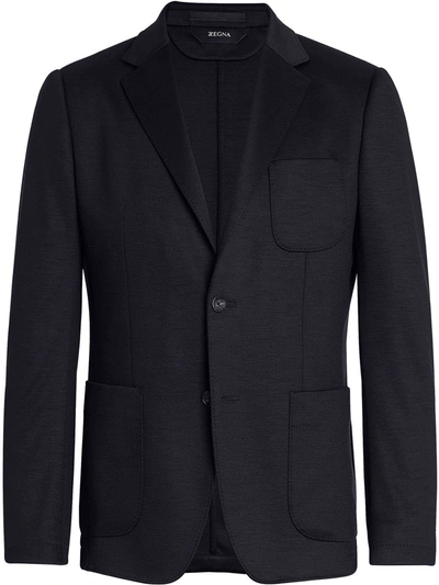 Z Zegna Notched Lapels Single-breasted Blazer In Blue