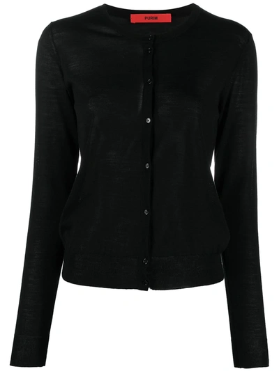 Roberto Collina Round Neck Cardigan In Black
