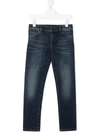 Dolce & Gabbana Stretch Slim-fit Jeans With Embroidered Dg Logo In Blue