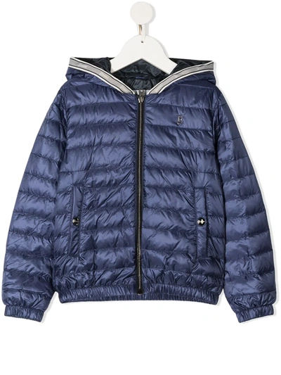 Herno Kids' Zip-up Hooded Puffer Jacket In Blue