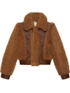 Gucci Brown Curly Shearling Jacket In Brown