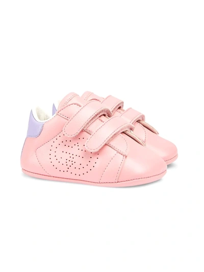 Gucci Babies' Ace Touch-strap Pre-walkers In Pink