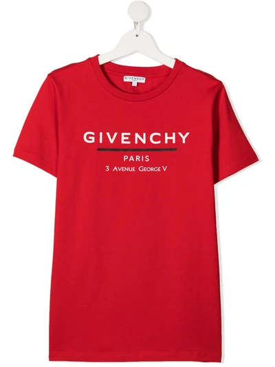 Givenchy Teen Logo Print T-shirt In Red