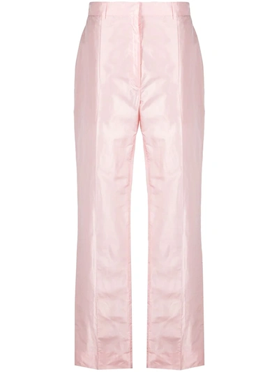 Prada High-waist Satin Trousers In Pink