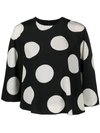 Valentino Cape-effect Polka-dot Silk-georgette Blouse In Black