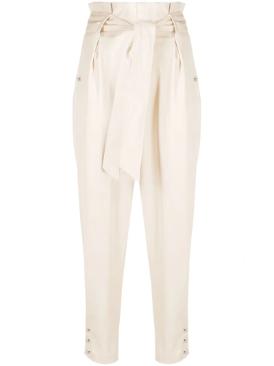 Iro Borcie Belted High-rise Ankle Pants In Ecru