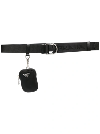 Prada Logo Pouch Belt In Black