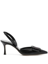 Manolo Blahnik Maysli Buckle Slingback Pointed Toe Pump In Black
