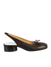 Maison Margiela Chunky Heel Leather Slingback Pumps In Black