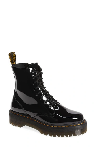 Dr. Martens' 8-eyelet Lace-up Patent Leather Boots In Black Patent