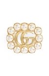 GUCCI GG IMITATION PEARL BROOCH,YBF62961600100U