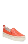 Franco Sarto Homer 3 Slip-on Sneakers Women's Shoes In Orange Faux Leather