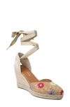 ANDRE ASSOUS ENSLEY EMBROIDERED ESPADRILLE WEDGE SANDAL,AA1ESY99