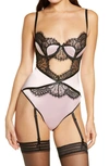 OH LA LA CHERI SATIN & LACE TEDDY WITH GARTER STRAPS,51-11451