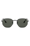 Ray Ban 51mm Polarized Geometric Sunglasses In Black/ Green