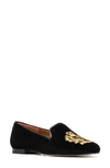 Jon Josef Gatsby Embroidered Emblem Flat In Black Velvet