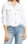 Hidden Jeans Fray Hem Denim Trucker Jacket In White