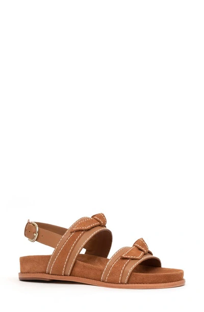 Alexandre Birman Clarita Sport Bow-embellished Suede And Leather Sandals In Cuoio