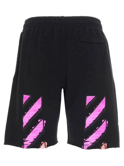 Off-white Arrow Marker Print Jersey Sweat Shorts In Чёрный,фуксия