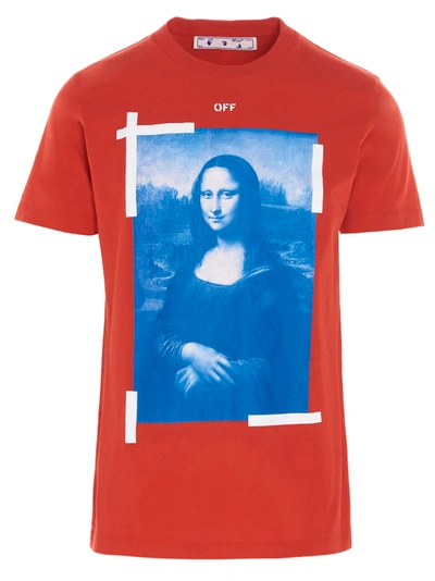 Off-white Mona Lisa Slim-fit Graphic T-shirt In Red