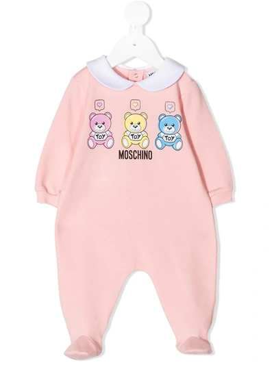 Moschino Babies' Pink Stretch-cotton Pajamas In 粉色