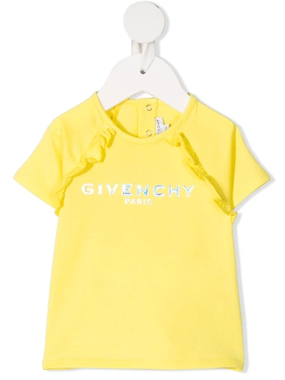 Givenchy Babies' Ruffled Detail T-shirt In 黄色