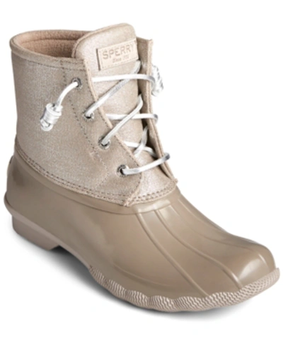 Sperry Women's Saltwater Duck Booties, Created For Macy's Women's Shoes In Oat,gold