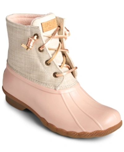 Sperry Women's Saltwater Duck Booties, Created For Macy's Women's Shoes In Rose Oat