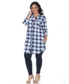 White Mark Plus Piper Stretchy Plaid Tunic In Grey