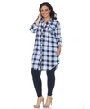 White Mark Plus Piper Stretchy Plaid Tunic In Green