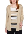 ALFRED DUNNER CLASSICS STRIPED METALLIC LAYERED-LOOK SWEATER