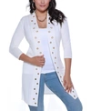 Belldini Grommet-trim Open-front Cardigan In White