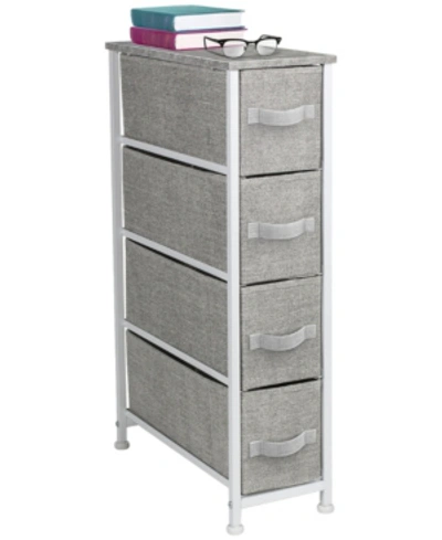 Sorbus Narrow Dresser Tower With 4 Drawers In Gray