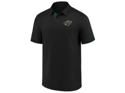 Majestic Minnesota Wild Men's Locker Room Performance Polo In Black