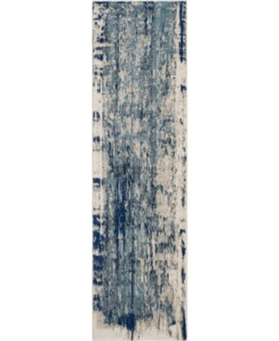 Long Street Looms Samuel Sam16 Ivory 2'2" X 7'6" Runner Rug In Ivory Blue