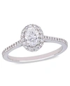 Macy's Oval Certified Diamond (3/4 Ct. T.w.) Halo Engagement Ring In 14k White Gold In White Gold
