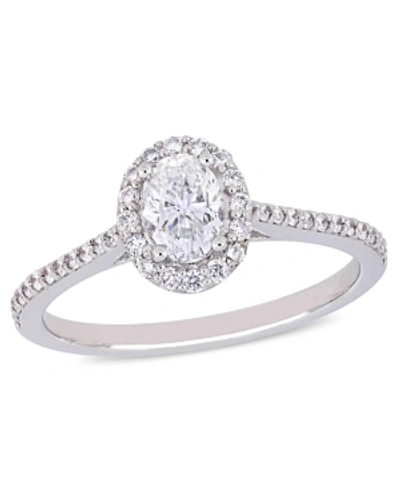 Macy's Oval Certified Diamond (3/4 Ct. T.w.) Halo Engagement Ring In 14k White Gold