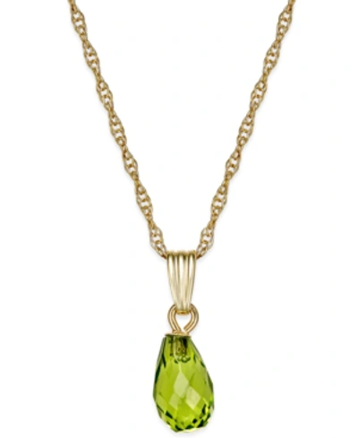 Macy's Blue Topaz Briolette 18" Pendant Necklace (4 Ct. T.w.) In 14k Gold (also In Peridot & Citrine)