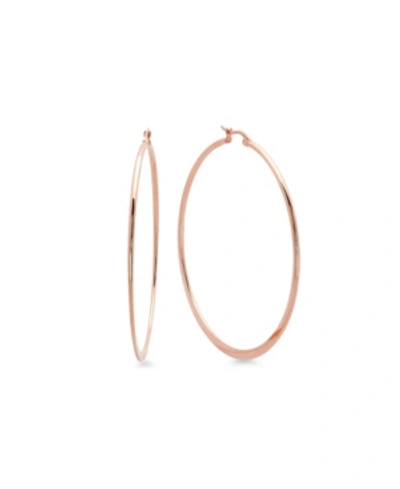 Steeltime 18k Rose Gold Plated Stainless Steel Hoop Earrings In Rose Gold-plated